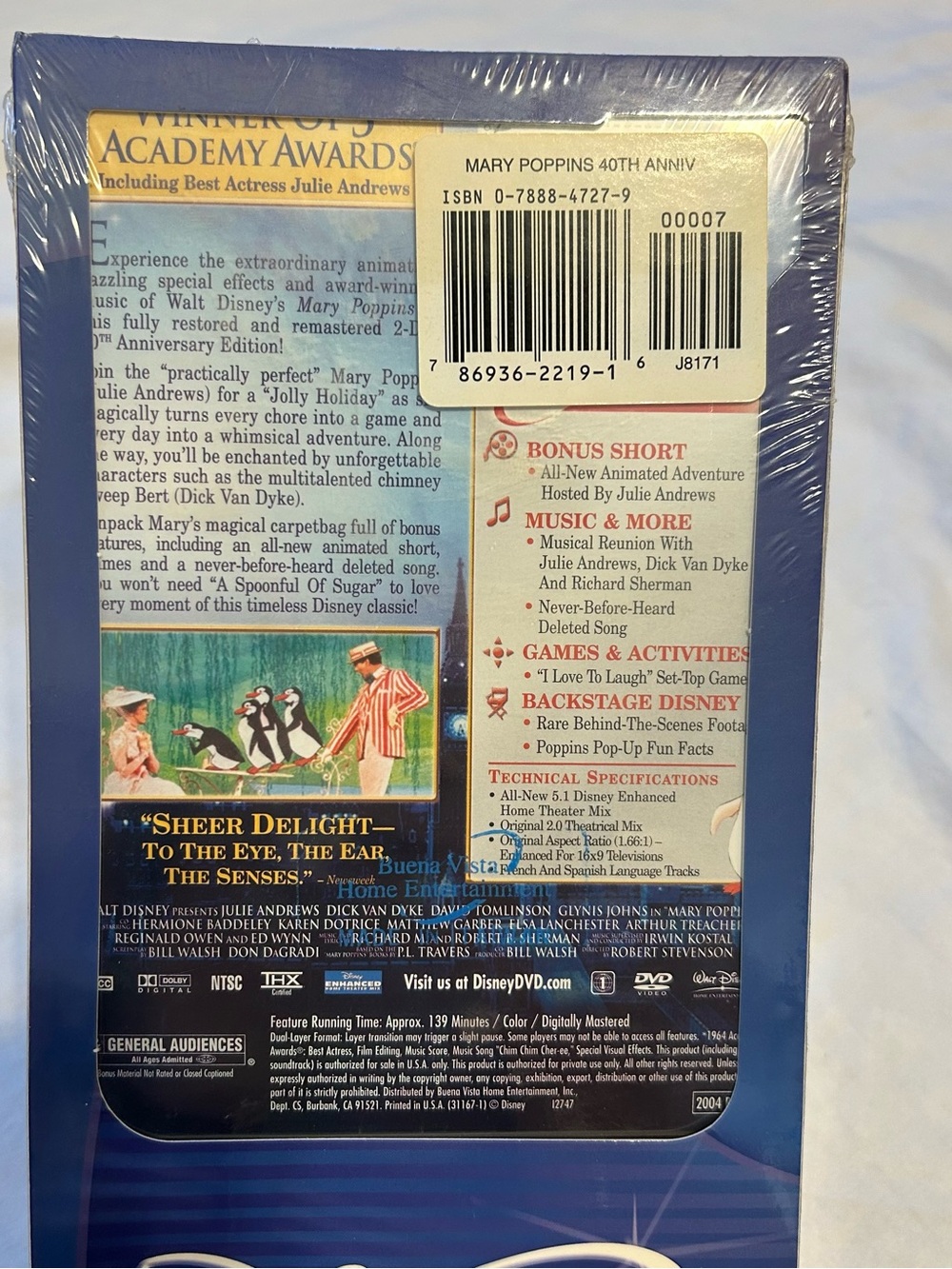 Brand New DVD Sealed Mary Poppins 40th Anniversary Edition Release Year 2004 - Picture 3 of 3